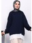 Lacivert Pilise Detaylı Bisiklet Yaka Sweatshirt 1