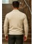 Erkek Trend Fermuarlı Uzun Kollu Bej Polo Yaka Kazak 6