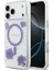 iPhone 17 Pro Max Uyumlu Kılıf Guess Lisanslı M-Safe Özellikli Transparan Resin Flowers Kapak Mor 1