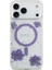 iPhone 17 Pro Max Uyumlu Kılıf Guess Lisanslı M-Safe Özellikli Transparan Resin Flowers Kapak Mor 3