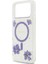 iPhone 17 Pro Max Uyumlu Kılıf Guess Lisanslı M-Safe Özellikli Transparan Resin Flowers Kapak Mor 6