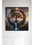3D Görünümlü Temperli Cam Tablo – Sonsuzluk Çemberi ve Yaşam Ağacı Şelale Uv Baskı 33X33 CM-CTK064 2