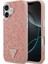 iPhone 17 Uyumlu Kılıf Guess Lisanslı M-Safeli Metal Kamera Çerçeveli Üçgen Logolu Glitter Pembe 1