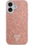 iPhone 17 Uyumlu Kılıf Guess Lisanslı M-Safeli Metal Kamera Çerçeveli Üçgen Logolu Glitter Pembe 3