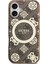 iPhone 17 Uyumlu Kılıf Guess Lisanslı M-Safeli Iml Peony ve 4g Desenli Klasik Logolu Kahverengi 3