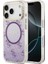 iPhone 17 Pro Uyumlu Kılıf Guess Lisanslı M-Safe Şarj Özellikli 4g Desenli Simli Silikon Kapak Mor 1