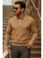 Erkek Trend Fermuarlı Uzun Kollu Camel Polo Yaka Kazak 1