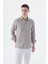 Kahve Comfort Fit Çizgilli %100 Keten Gömlek 1