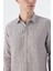Kahve Comfort Fit Çizgilli %100 Keten Gömlek 3