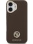 iPhone 17 Uyumlu Kılıf Guess Lisanslı M-Safeli Grained Yazı ve Taşlı 4g Logolu Kapak Kahverengi 3