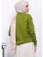 Yağ Yeşili Nakışlı Düğmeli Triko Hırka 4