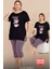 Lady Büyük Beden Çizgili Kapri Yırtmaçlı Kısa Kollu Kapri Pijama Takımı 3