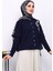 Lacivert Nakışlı Düğmeli Triko Hırka 3