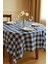 Fiber Kareli Masa Örtüsü Sofra Bezi Ekose Desen 160X160 cm Mavi 1