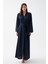 Kadın Uzun Lacivert Saten Sabahlık 2
