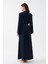 Kadın Uzun Lacivert Saten Sabahlık 5
