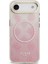 iPhone 17 Air Uyumlu Kılıf Guess Lisanslı M-Safe Özellikli Simli Peony Desenli Silikon Kapak Pembe 3