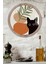 3D Görünümlü Temperli Cam Tablo – Siyah Kedi ve Turuncu Vazo Duvar Süsü Uv Baskı 33X33 cm -CDS042 1