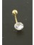 Yuvarlak Zirkon Taşlı Çelik Piercing 1 Adet 1