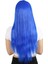Uzun Kahküllü Fiber Sentetik Peruk / Koyu Mavi 4