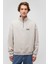 Erkek Logo Baskılı Yarı Fermuarlı Sweatshirt M0S10208 Açık Gri 3