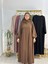 Ferace & Abaya Sufle Takım ,yandan Robalı Elbise .hac ve Umre Için Uygundur Kahve Rengi 1