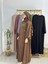 Ferace & Abaya Sufle Takım ,yandan Robalı Elbise .hac ve Umre Için Uygundur Kahve Rengi 3