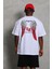 Unisex Oversize Baskılı Bisiklet Yaka T-Shirt - Beyaz 5