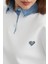 3 Iplik Kalp Nakışlı Polo Yaka Denim Detaylı Sweatshirt 6