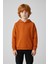 Unisex Çocuk Basic Pamuklu Kapüşonlu Sweatshirt - Turuncu 1