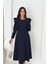 Kadın Kol Fırfırlı Kemerli Midi Boy Elbise NBK4309 2