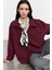 Oversize Poplin Gömlek Bordo 1