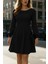 Kadın Uzun Kollu Kayık Yaka Kısa Triko Elbise 1