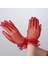 Bfs Kısa Boy Likralı Güpürlü Yetişkin Tül Eldiven Kırmızı Renk 1
