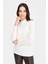 Kadın Likralı Uzun Kol Basic Yarım Balıkçı Bluz 0240016 Ekru 1
