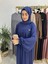 Şallı ve Üsten Robalı,kemerli Elbise Takım .hijap ,abaya (Hac ve Umre Için Uygundur) Indigo 3