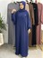 Şallı ve Üsten Robalı,kemerli Elbise Takım .hijap ,abaya (Hac ve Umre Için Uygundur) Indigo 5