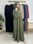 Iki Kat Büzgülü Elbise ve Şallı Takım .hijap ,abaya (Hac ve Umre Için Uygundur) Yeşil 2