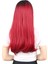 Fiber Sentetik Uzun Düz Peruk / Siyah / Kızıl Ombreli 4