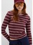 Uzun Kollu Çizgili Bordo Tişört 1613604-91193 3
