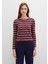 Uzun Kollu Çizgili Bordo Tişört 1613604-91193 4