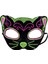 Siyah Kadife Kaplama Üzeri Pembe Yeşil Sim İşlemeli Kedi Maskesi 20x13 cm 1