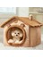 Katlanabilir Fiber Yumuşak Kedi ve Köpek Evi – Çıkarılabilir Minderli, Yıkanabilir, Kışlık Pet Yatak L 45X40X45 1