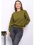 Yağ Yeşili Bisiklet Yaka Üç İplik Sweat 1