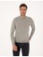 Erkek Açık Gri Melanj Slim Fit Çeyrek Yaka Basic Triko Kazak 50314188-VR091 1
