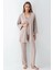 Kadın Giyim Modal 3 Parça Vizon Sabahlık & Pijama Takımı L1.PC.9099.001 2