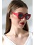 Kadın Oval Kırmızı Renkli Cam Mat Güneş Gözlüğü Garson 2
