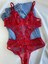 Beyaz Gelincik Underwear Kadın Dantelli Kırmızı Kalpli Transparan Çıtçıtlı Body Bodysuit Fantezi Iç Çamaşır 1