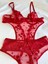 Beyaz Gelincik Underwear Kadın Dantelli Kırmızı Kalpli Transparan Çıtçıtlı Body Bodysuit Fantezi Iç Çamaşır 4