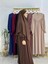 Tesettür Elbise,önü V Model Büzgülü,sufle Esarpla Takım.hijap ,khimar.hac Umre Için Uygundur Kahve 3